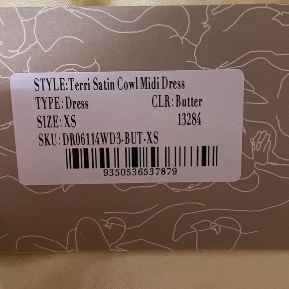 Midi Satin Butter Yellow Dress - Meshki - Picture 8 of 8